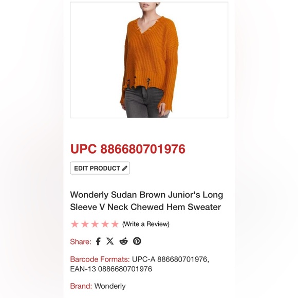 Juniors Distressed Burnt Orange V-Neck Frayed Hem Ribbed Boho Sweater Medium NWT - Picture 2 of 4